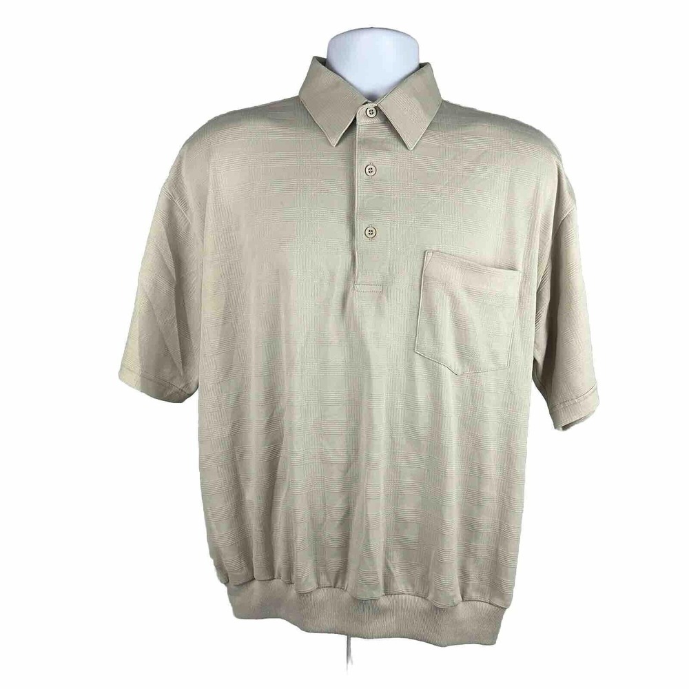 Classics Palmland Banded Knit Polo Shirt Mens Large Vintage 80s Golf Dad Grandpa